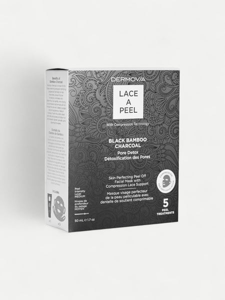 Dermovia Lace a Peel Black Bamboo Charcoal packaging on a white background