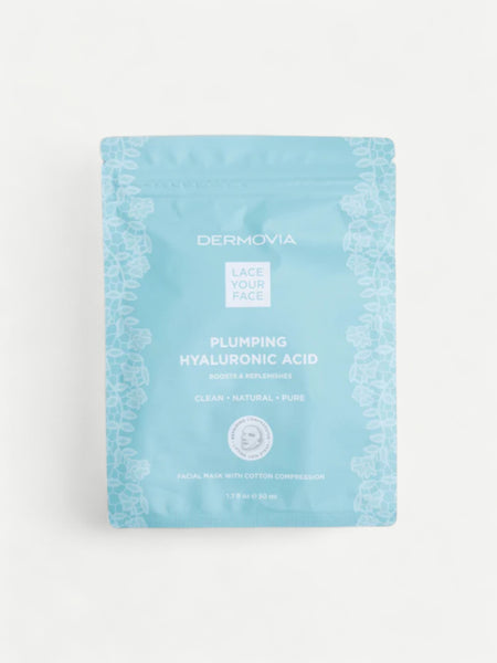 Dermovia plumping hyaluronic acid mask packaging on a white background