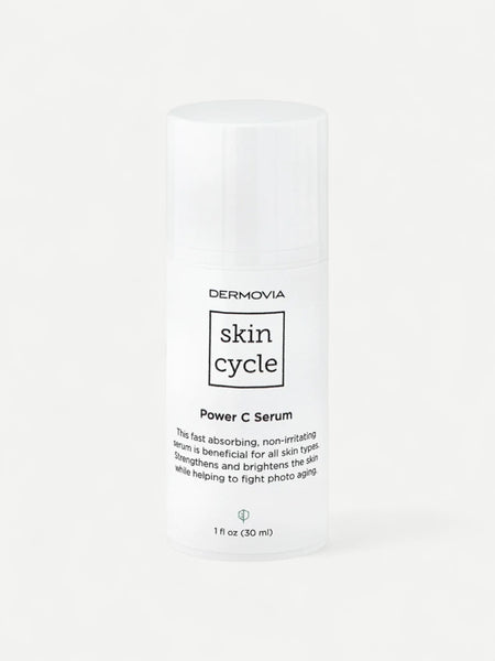 Dermovia skin cycle Power C Serum bottle on a white background