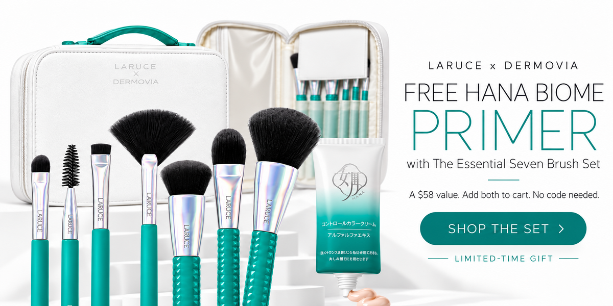 LARUCE x Dermovia Essential Seven Brush Set with free Hana Biome Primer desktop promotion
